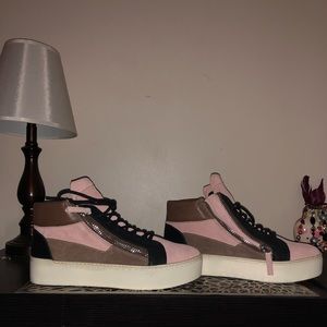Suede Designer Tennis  (black, pink/mauve, brown